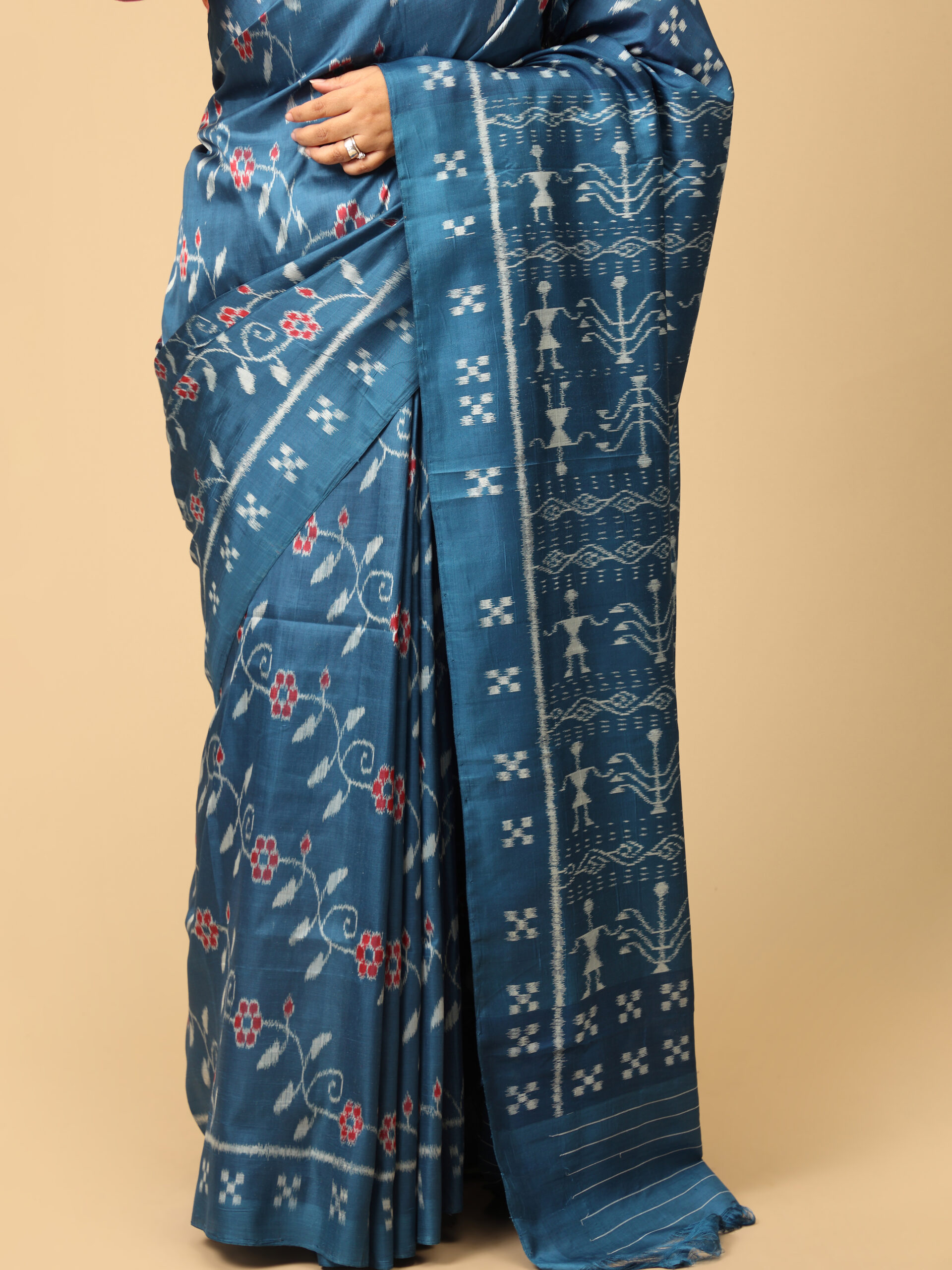 blue Maniabandha Silk Saree - Image 4