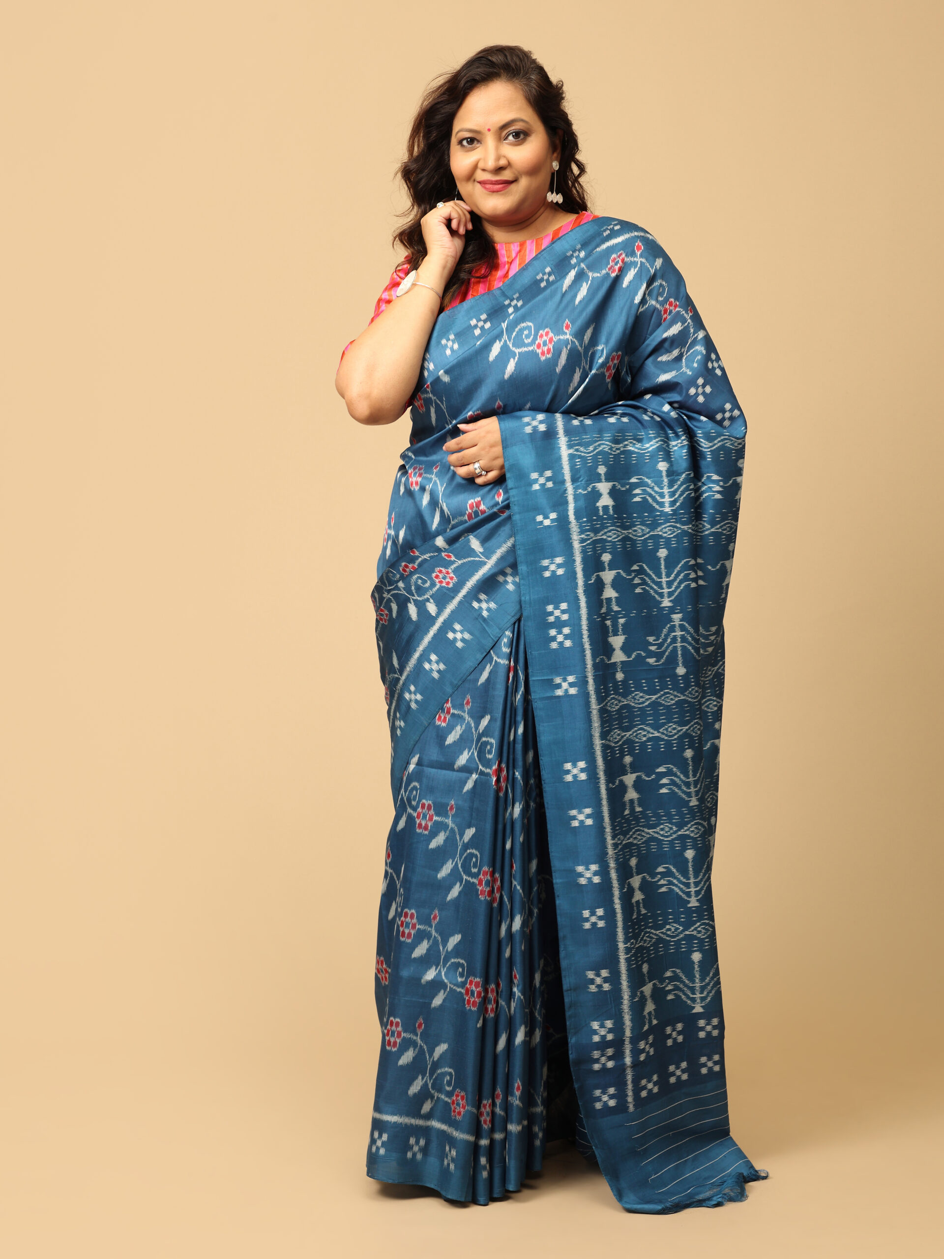 blue Maniabandha Silk Saree