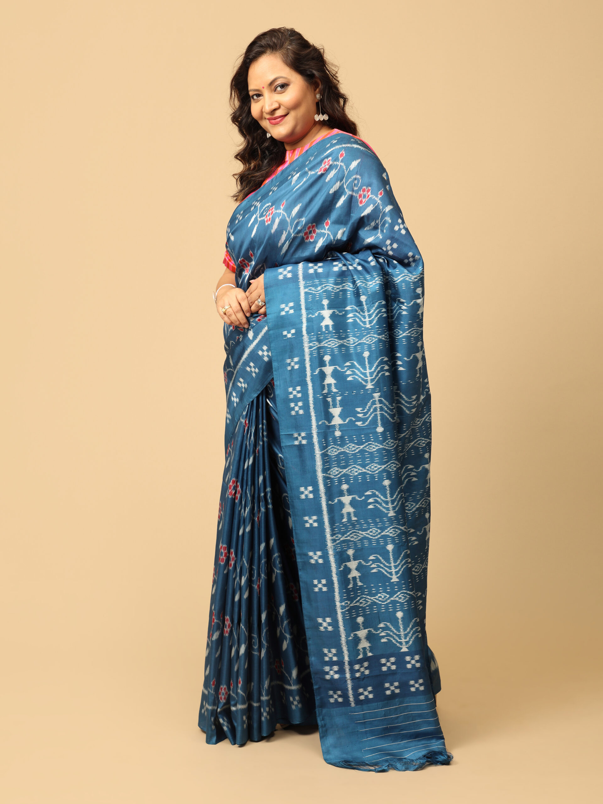 blue Maniabandha Silk Saree - Image 5