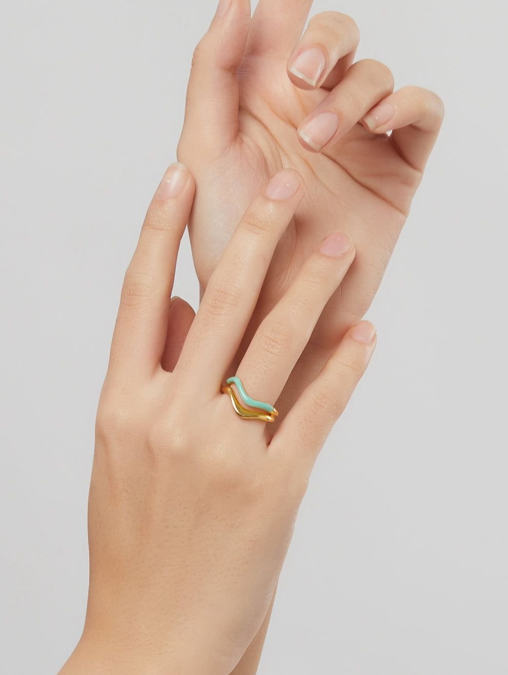 Ethnic andaz Mint wave ring