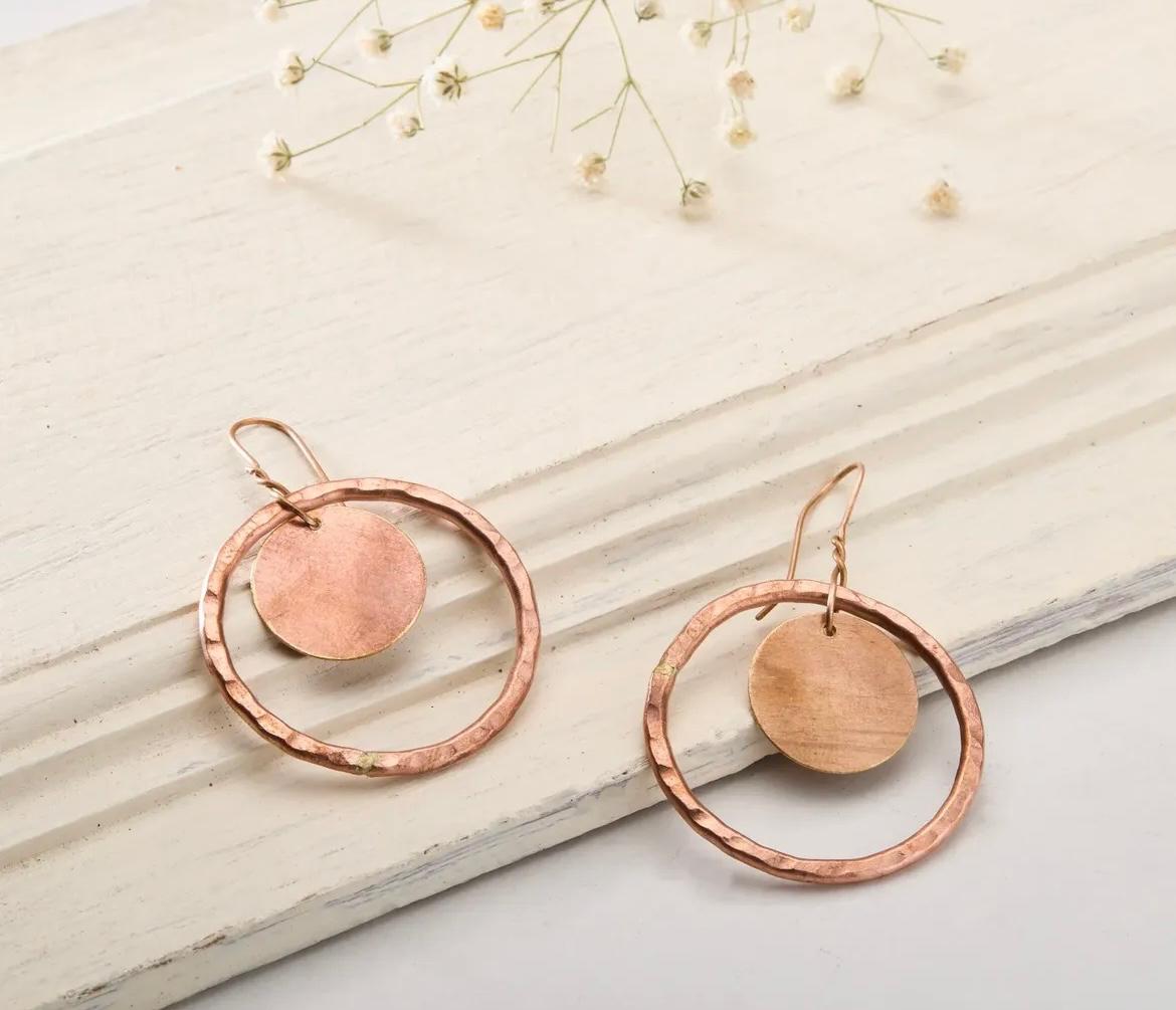 Mudleaf Copper hoop earrings